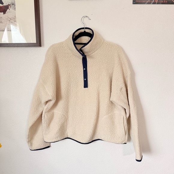 J. Crew Vintage sherpa fleece half-snap pullover size: large - Picture 3 of 7